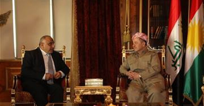 البارزاني وعبد المهدي: الحوار بين بغداد واربيل بداية لحل مشاكل العراق