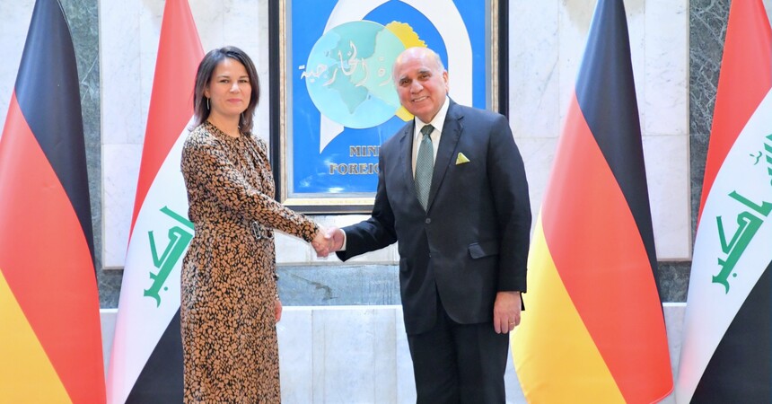 نائب رئيس مجلس الوزراء وزير الخارجيَّة يستقبل وزيرة الخارجيَّة الألمانيَّة في بغداد