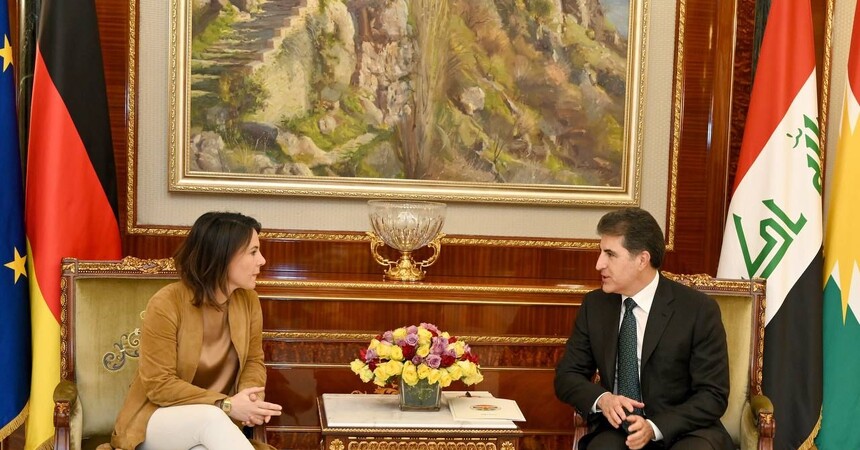 رئيس إقليم كردستان العراق نيجيرفان بارزاني يجتمع مع وزيرة خارجية ألمانيا الاتحادية
